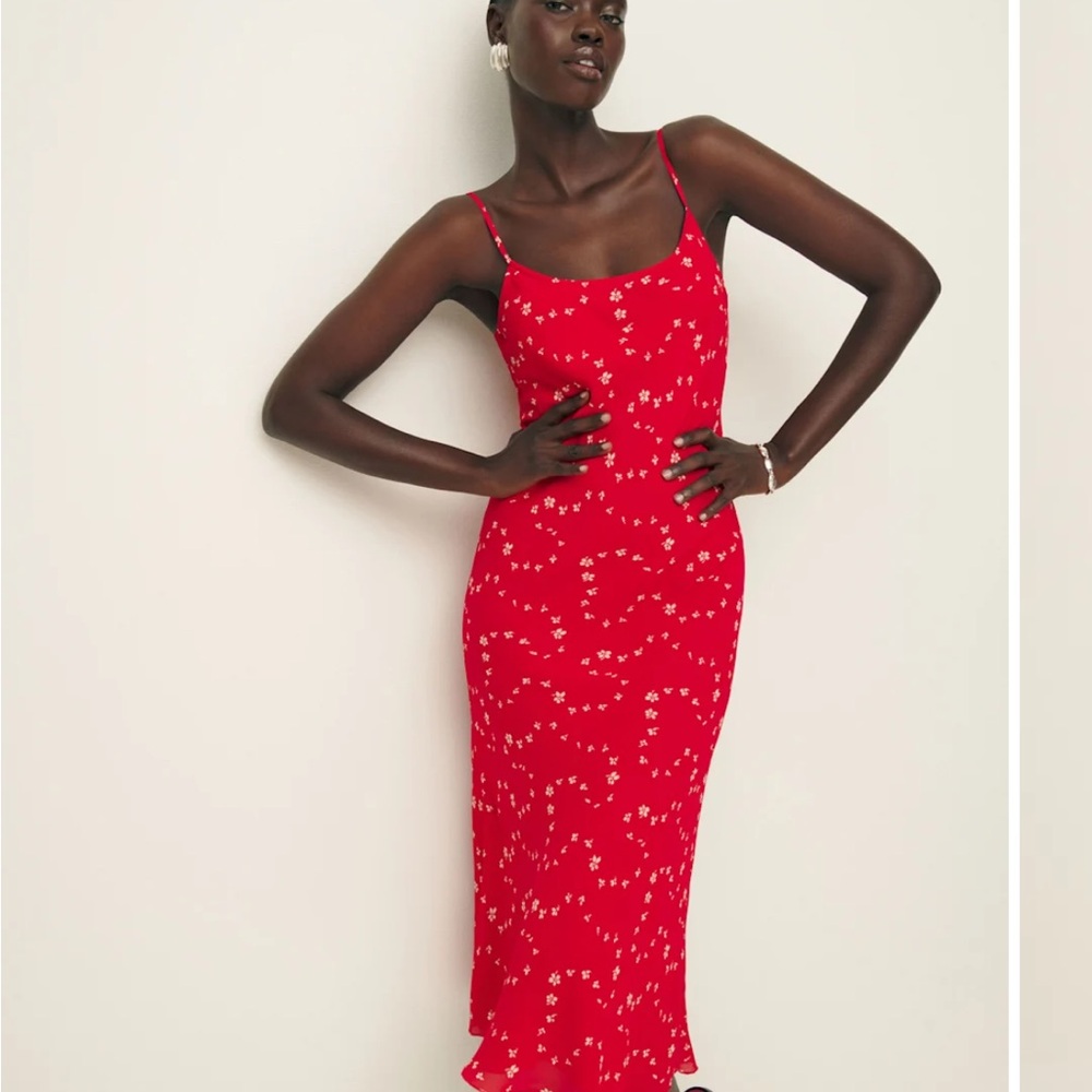 Reformation Red Floral Midi Dress